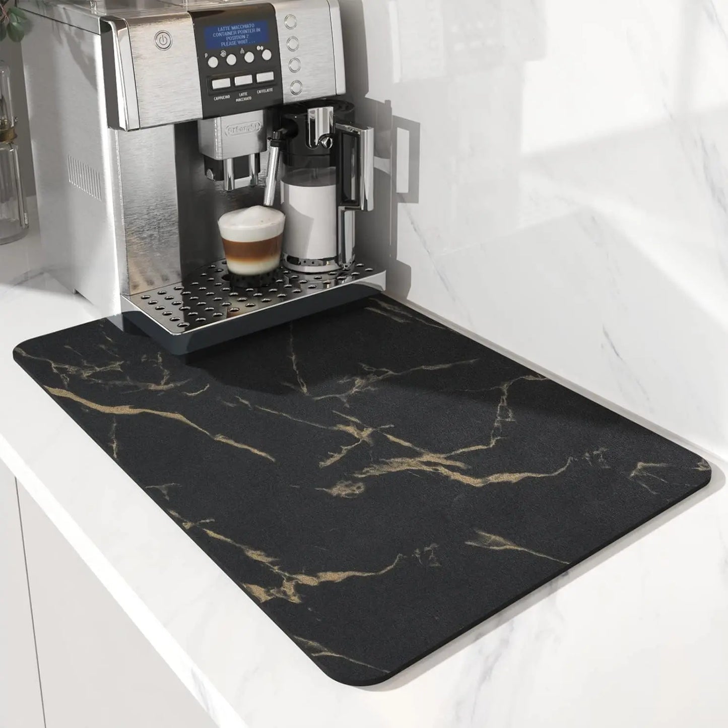 Water Absorbent Coffee Machine Mat With Rubber Backing