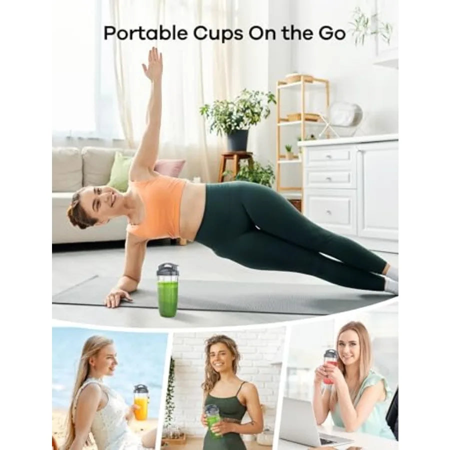 Personal Blender Set With Three Portable Cups For Smoothies