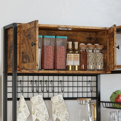 IRONCK Bakers Rack With Storage Cabinets And Power Outlet