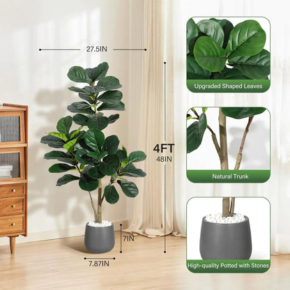 HiMISSCN Fiddle Leaf Fig Tree Artificial In Planter Pot