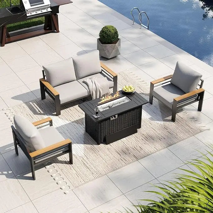Outdoor Patio Conversation Furniture Set With Coffee Table