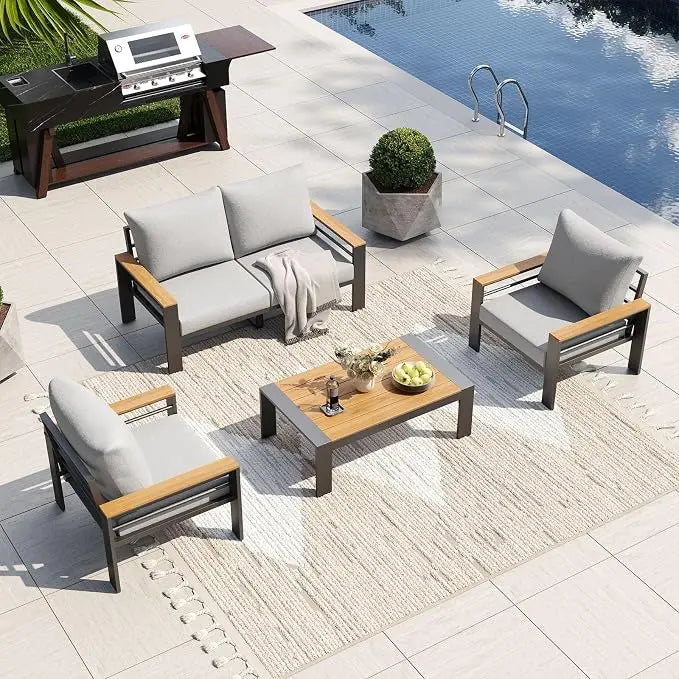 Outdoor Patio Conversation Furniture Set With Coffee Table
