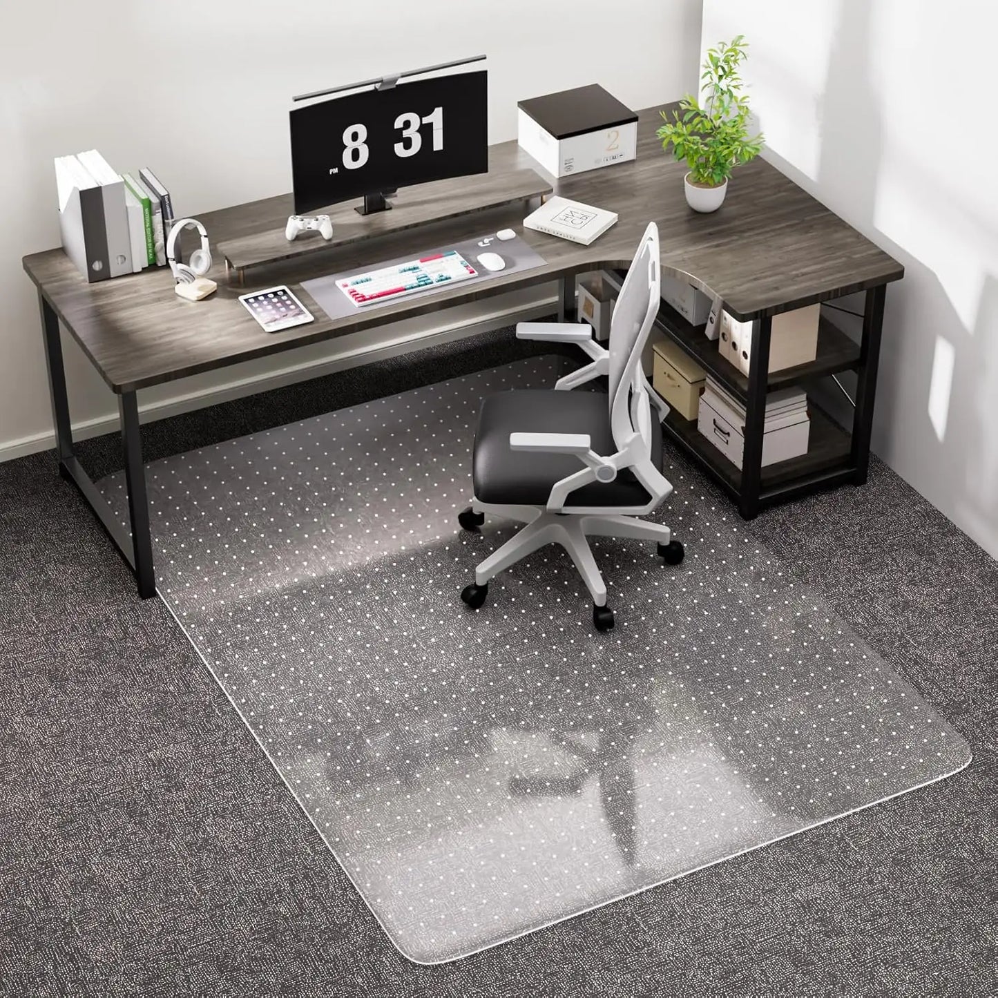 Clear Plastic Office Chair Mat For Low Pile Carpet Lip