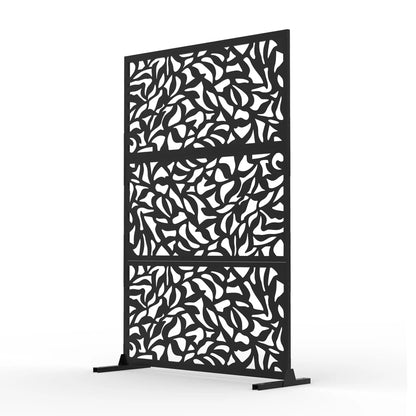 HiMISS Outdoor Metal Privacy Screen Freestanding Laser Cut Fence Panel