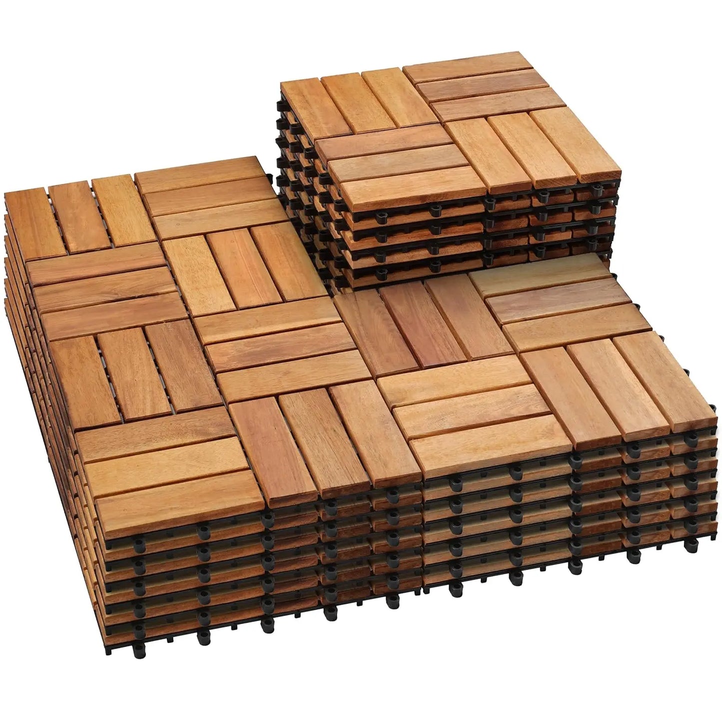Acacia Wood Interlocking Deck Tiles For Outdoor Use