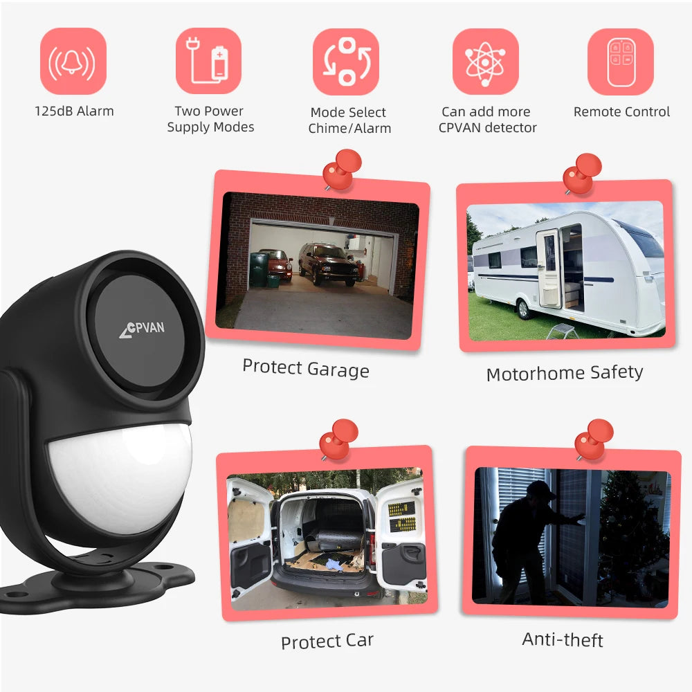 CPVAN Wireless 433MHz Infrared Motion Sensor Alarm With Remote
