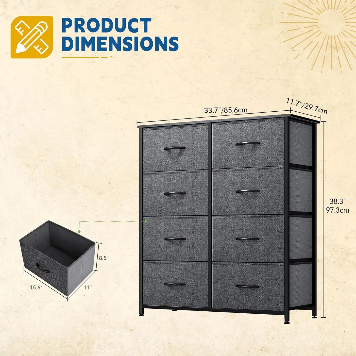 8-Drawer Fabric Dresser for Bedroom and Living Space