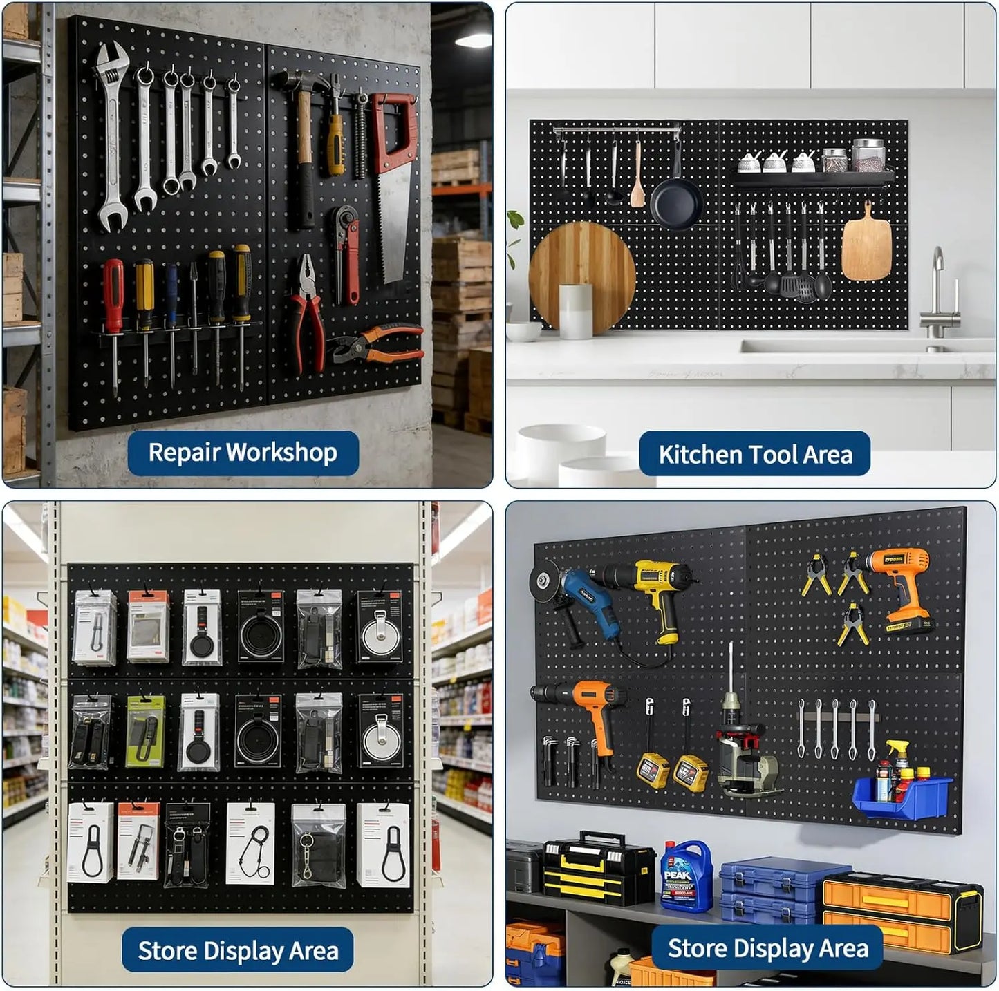 Metal Pegboard Panels Set 4-Pack For Craft Room Tool Organization