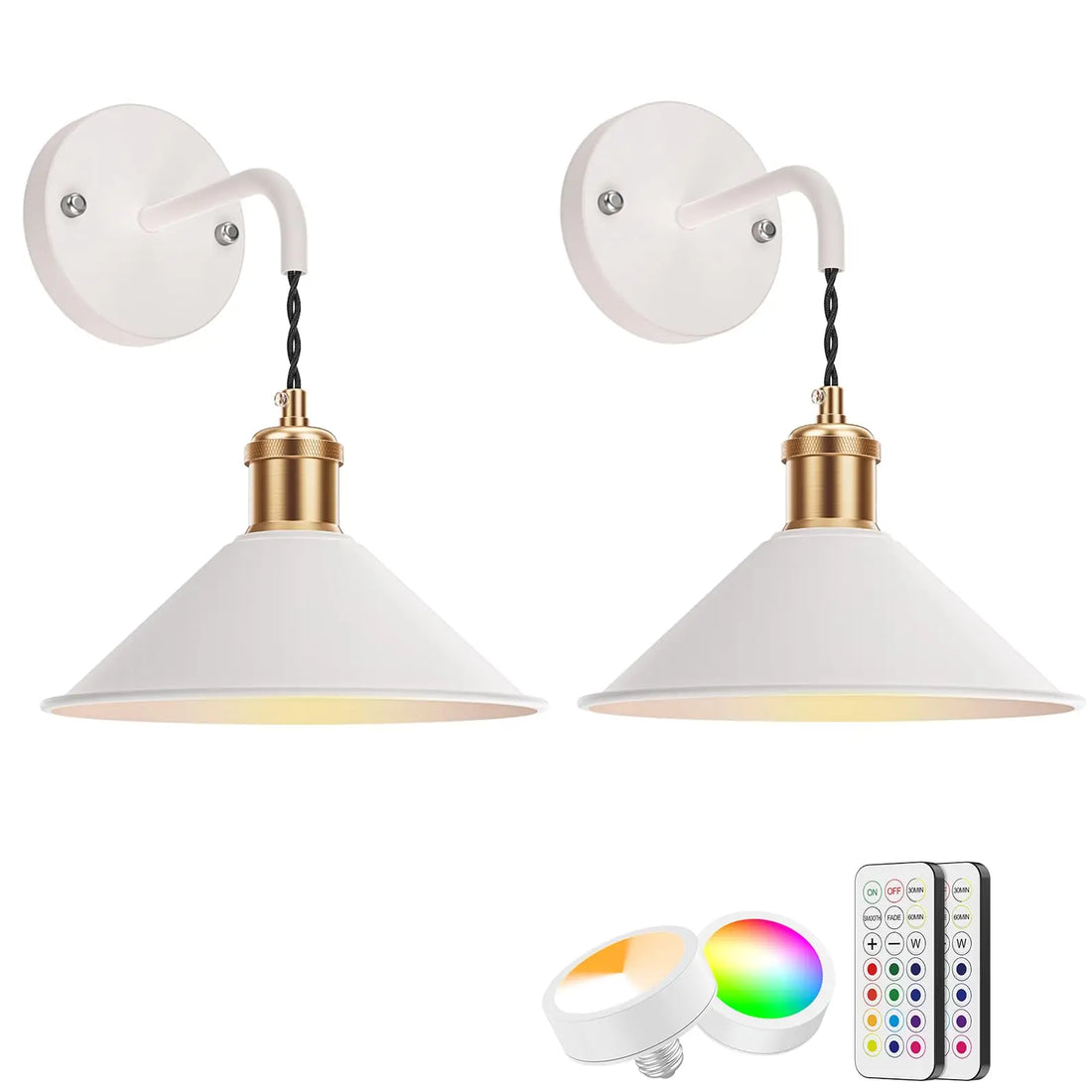 PRTILOUD Set of 2 Battery Operated Wall Sconces with Remote