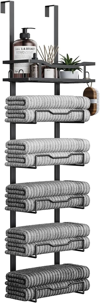 XIUWO 6 Tier Over Door Towel Rack No Drill Organizer