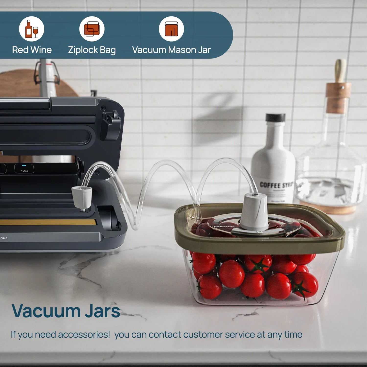 Vakumar VH1506 Vacuum Sealer Machine 80Kpa Stand Handle