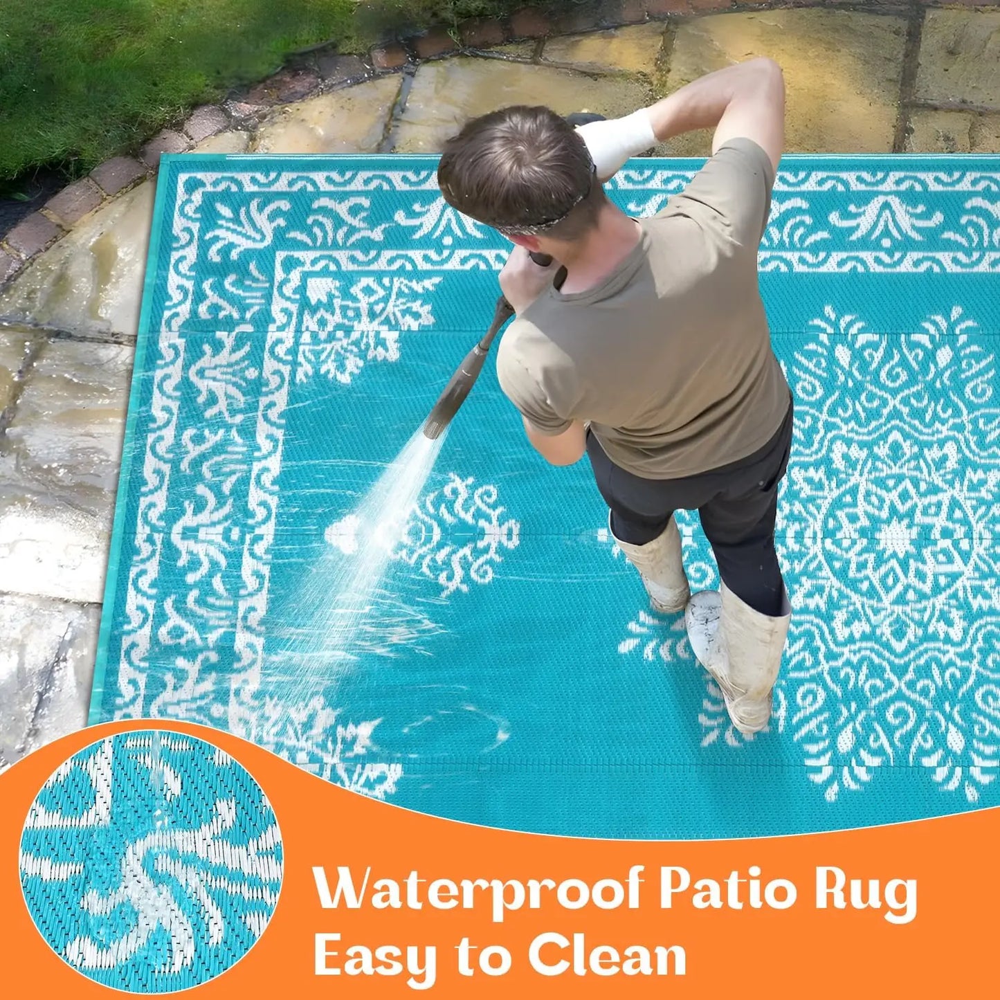 Waterproof Reversible Outdoor Rug Deck And Patio With UV Resistance