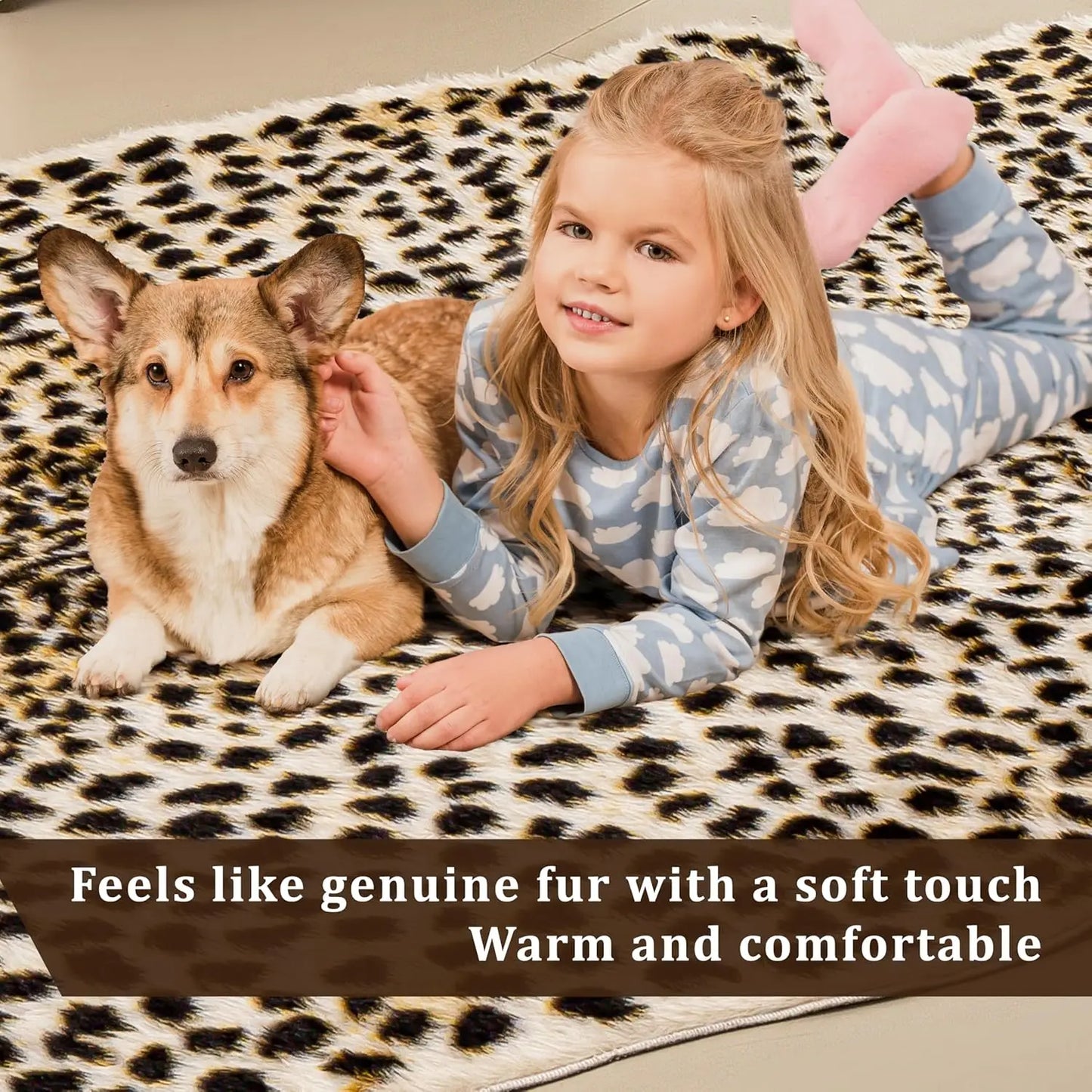 Faux Leopard Print Rug For Bedroom And Living Room