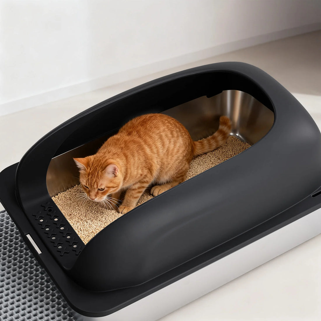 Stainless Steel Cat Litter Box Lid Scoop Mat Included