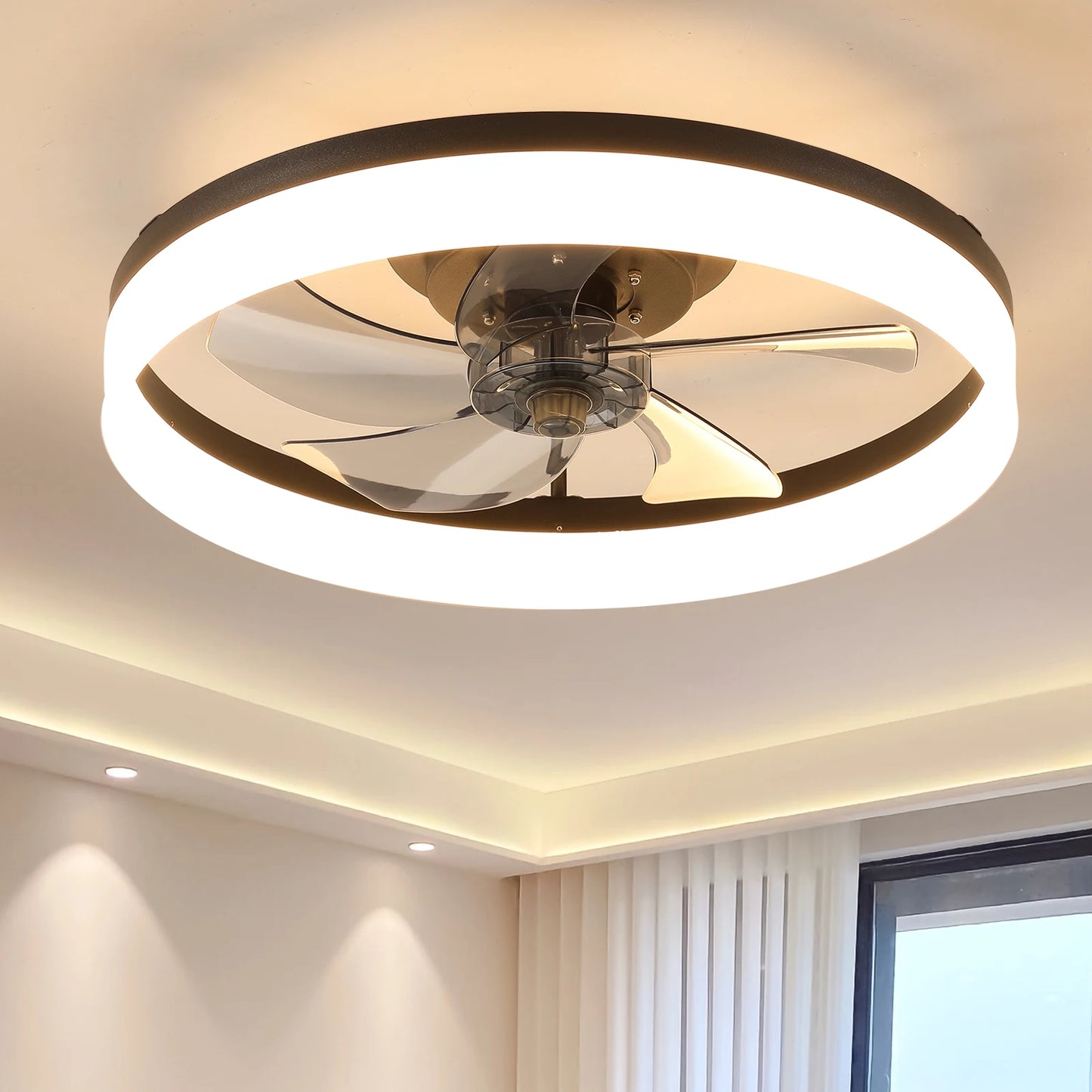 ARLGSITE LED Ceiling Fan Light With Remote Dimmable 6-Speed