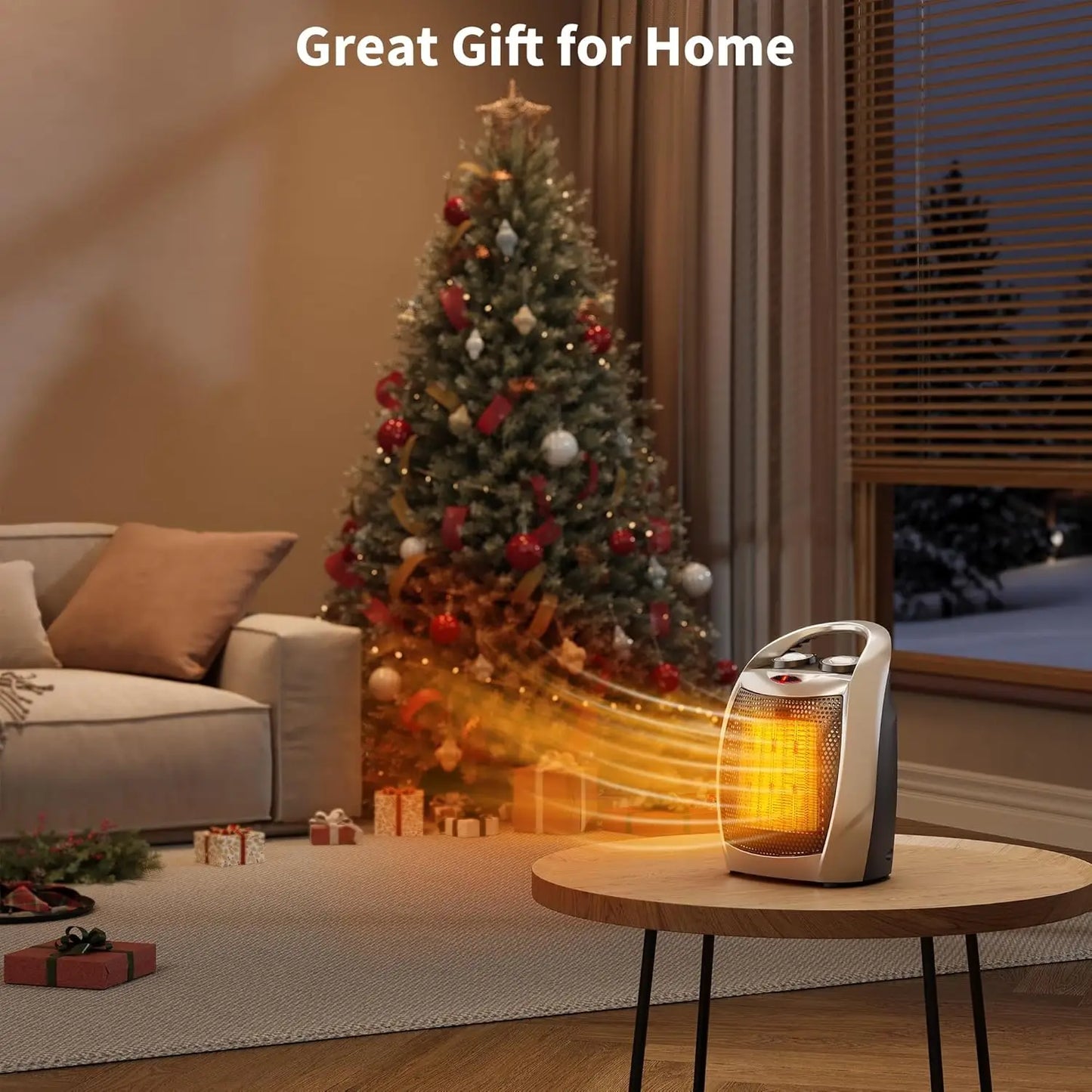 Acekool Portable Ceramic Heater And Fan 1500W Thermostat Safe Quiet