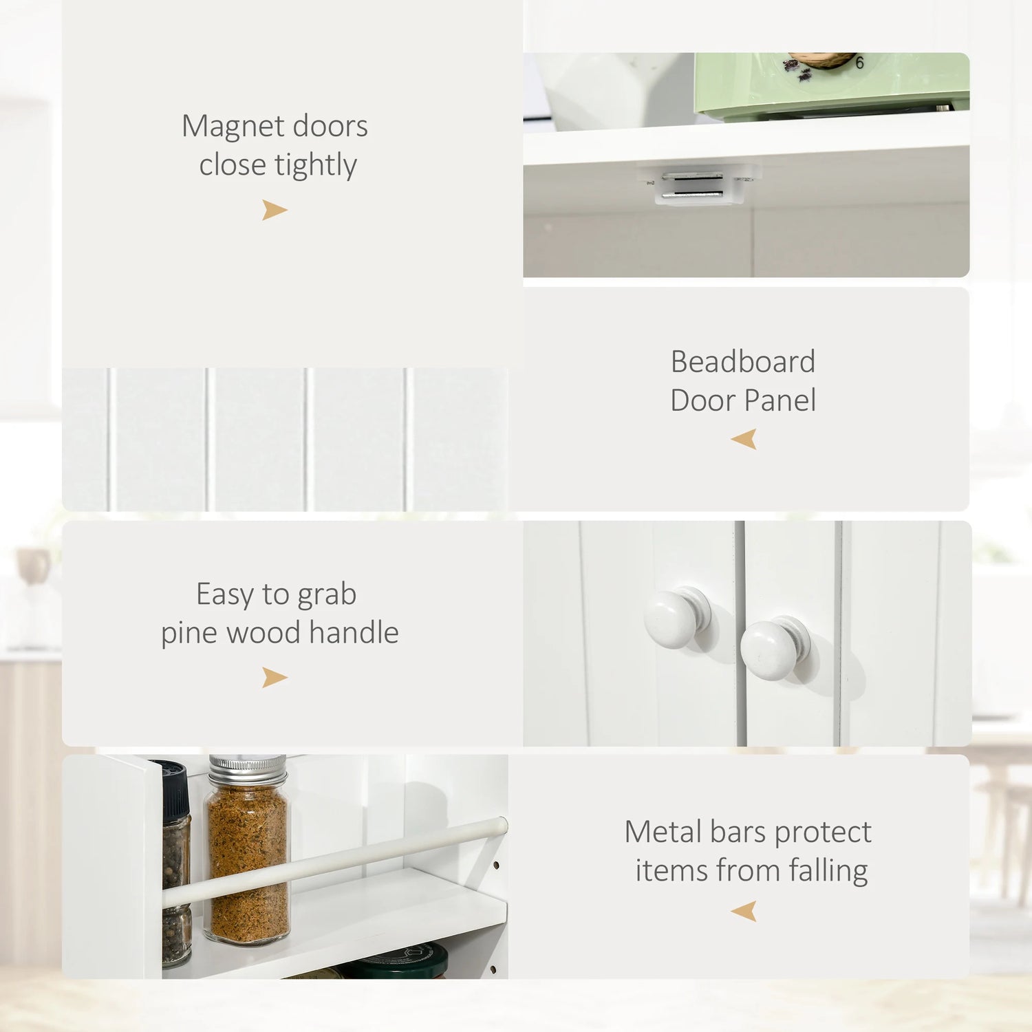 Homcom Freestanding Kitchen Pantry Cabinet With Double Doors