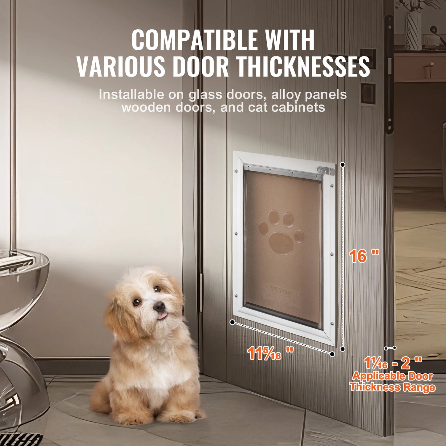 SucceBuy Pet Door Aluminum Frame With Lock And Flap