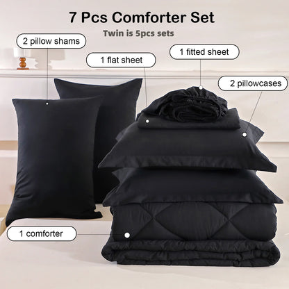 EasYum 5 To 7 Piece Bedding Set Comforter Flat Fitted Pillowcases
