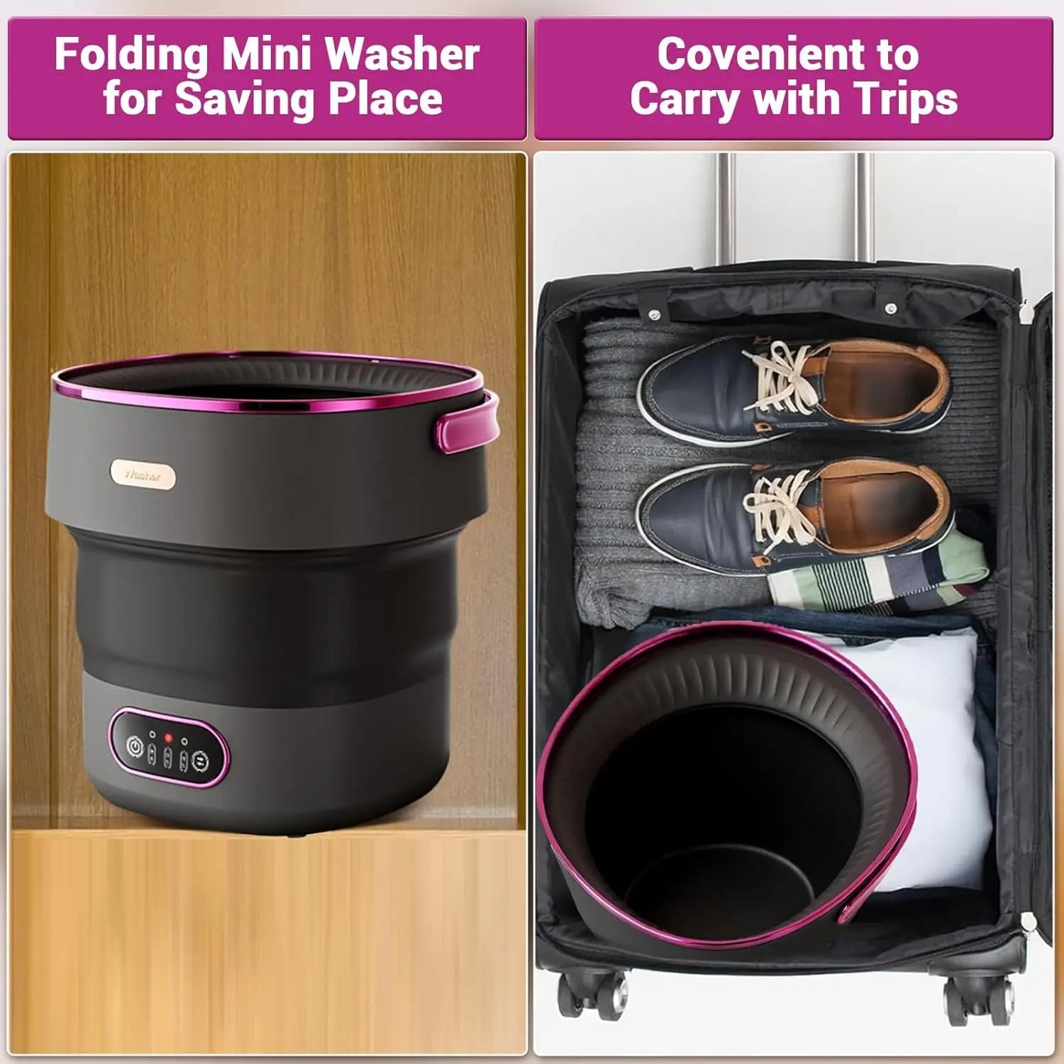Acekool Portable Foldable Mini Washing Machine With Spin Dryer