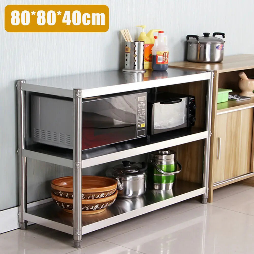 Stainless Steel Heavy Duty Storage Shelving Rack Three Tier Kitchen