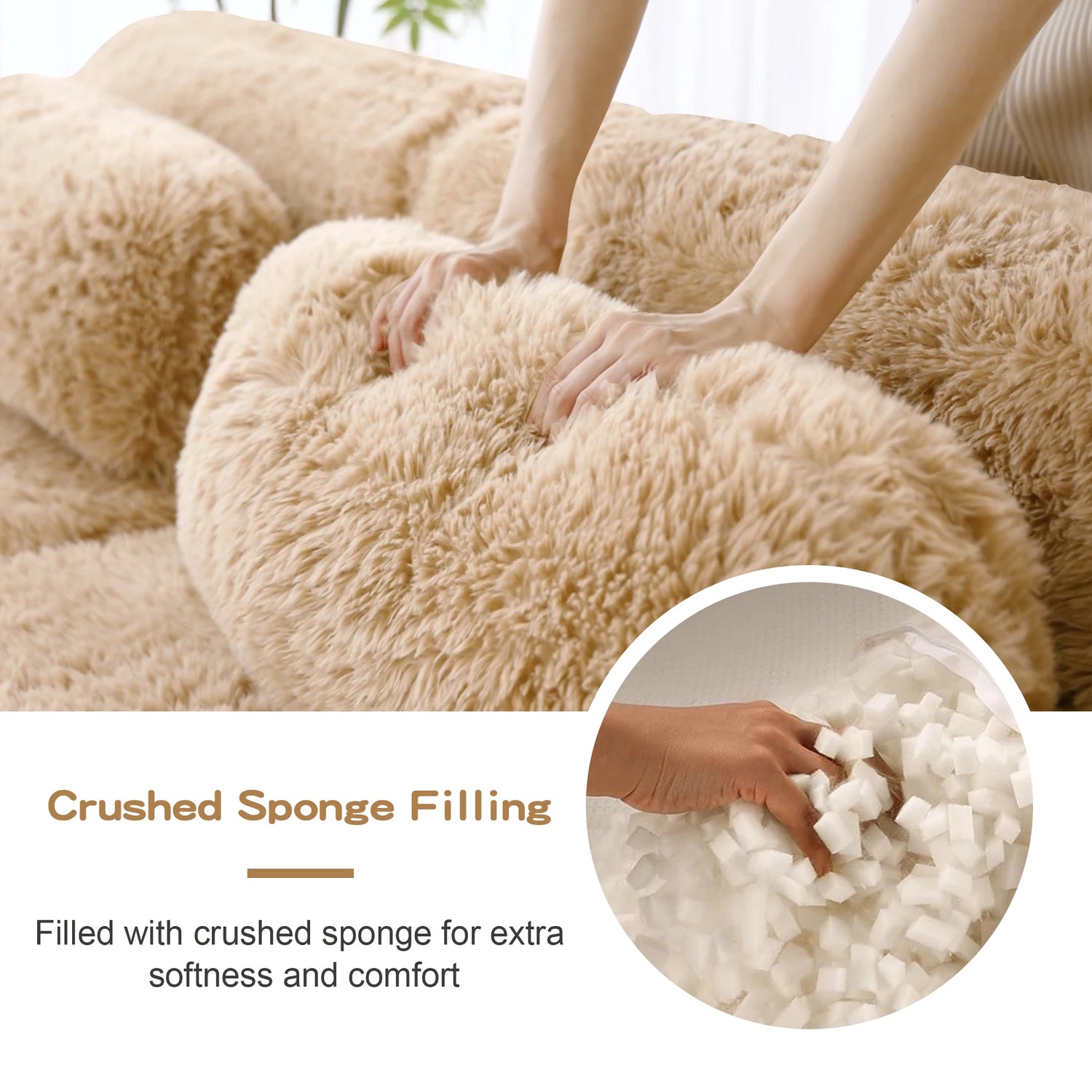 Modern Plush Modular Sectional Sofa With Pillows