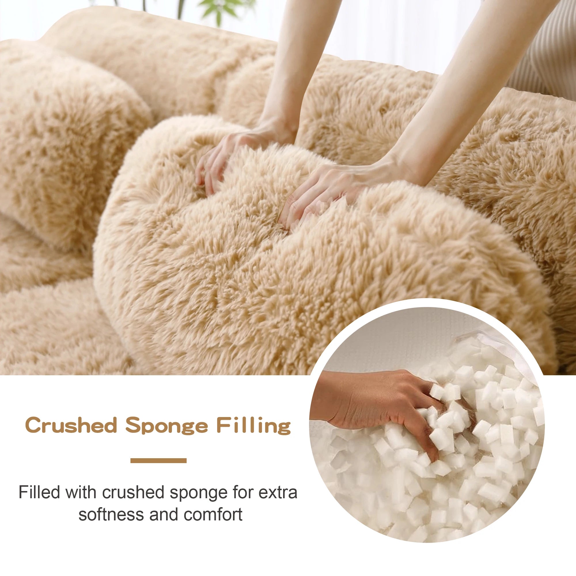 Modern Plush Modular Sectional Sofa With Pillows