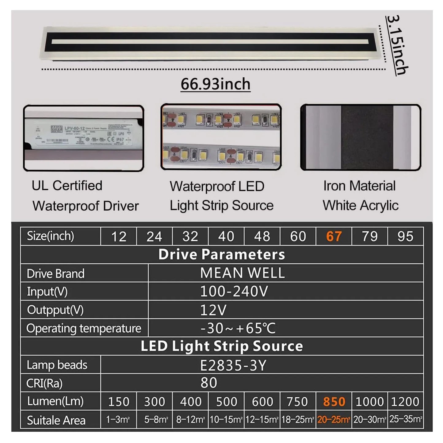 Outdoor Modern LED Wall Sconce IP67 Frosted Acrylic