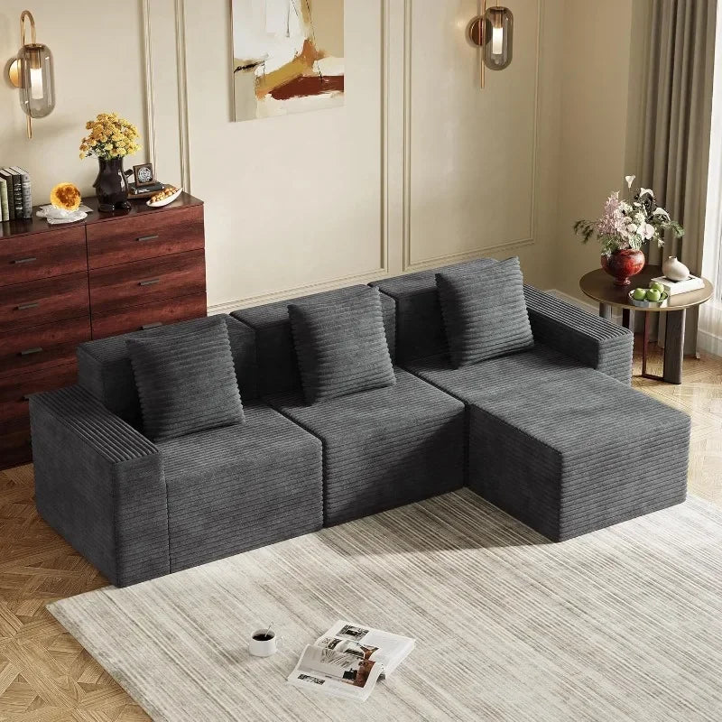 WLIVE U Shaped Sectional Sofa With Storage Chaise Units