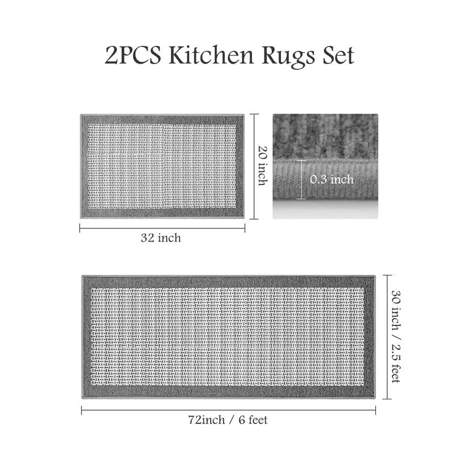 Non Slip Kitchen Rug Set, Absorbent And Washable, Non Skid