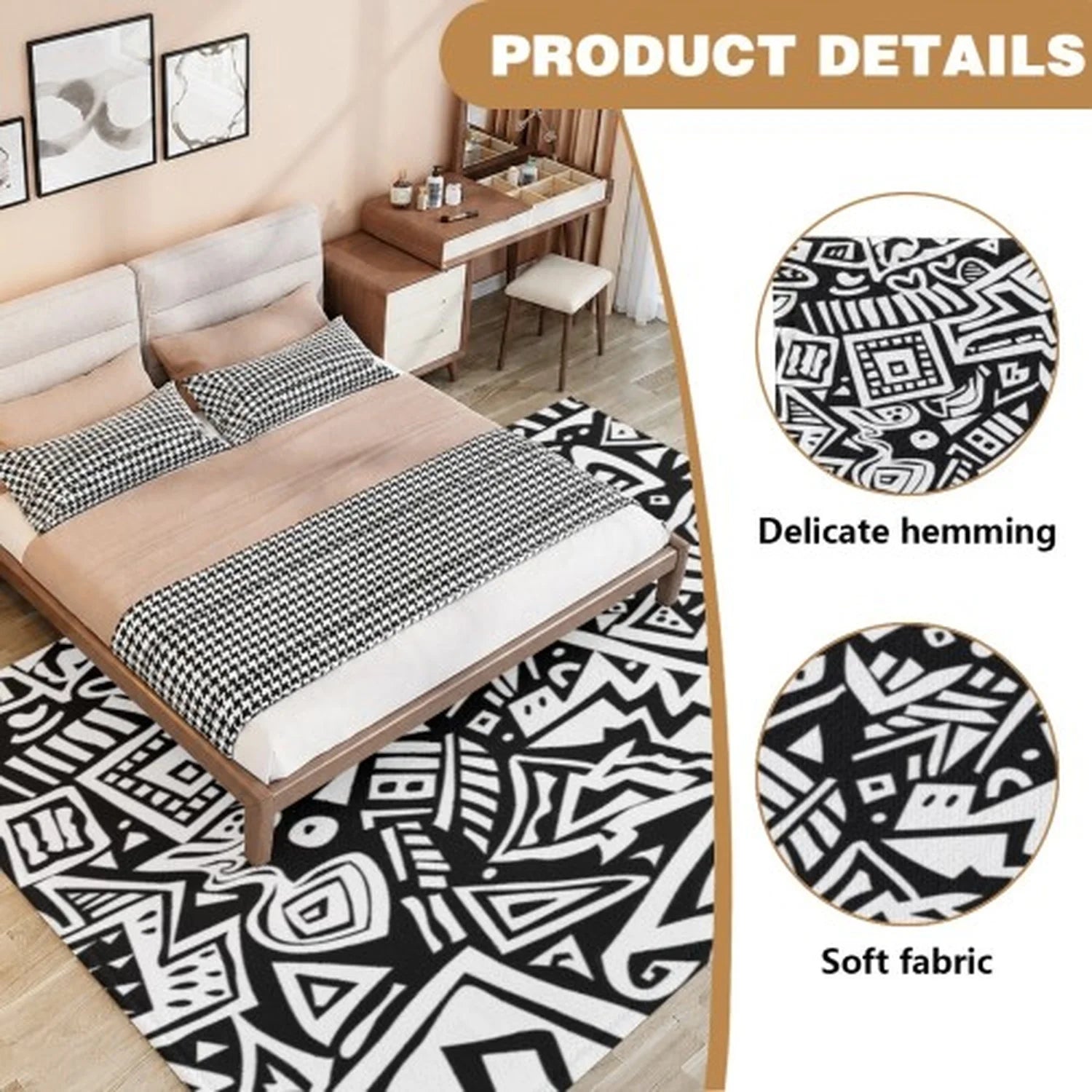 Stylish Boho Zebra Striped Polyester Textured Area Rug