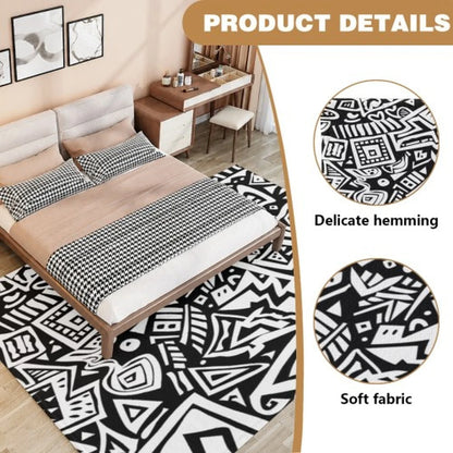 Stylish Boho Zebra Striped Polyester Textured Area Rug