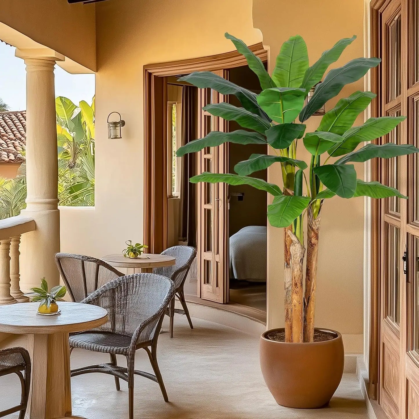 HiMISS Artificial Banana Tree In Planter For Home Office Decor