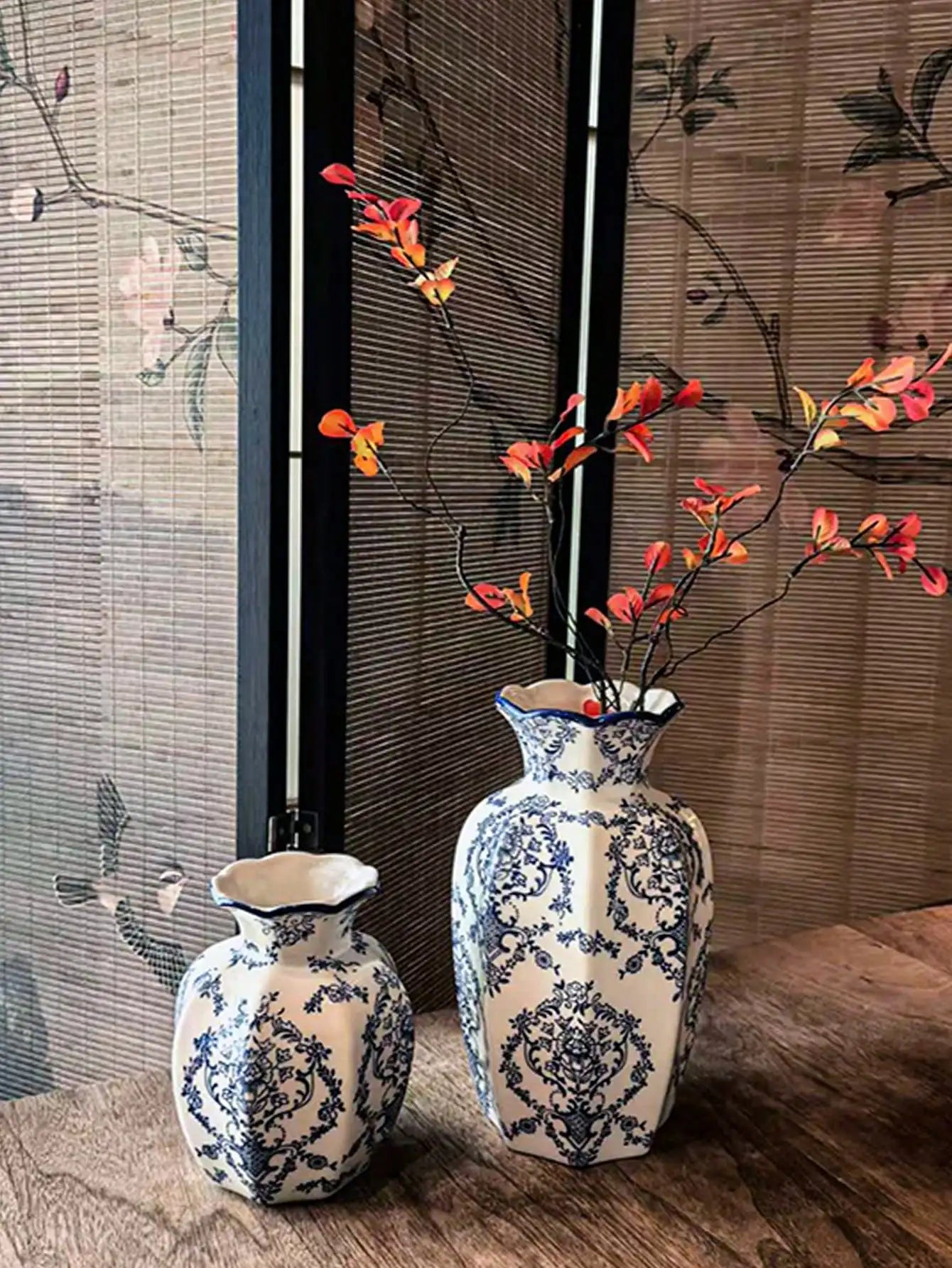 Porcelain Vase Chinese Retro Floral Decor Living Room Office