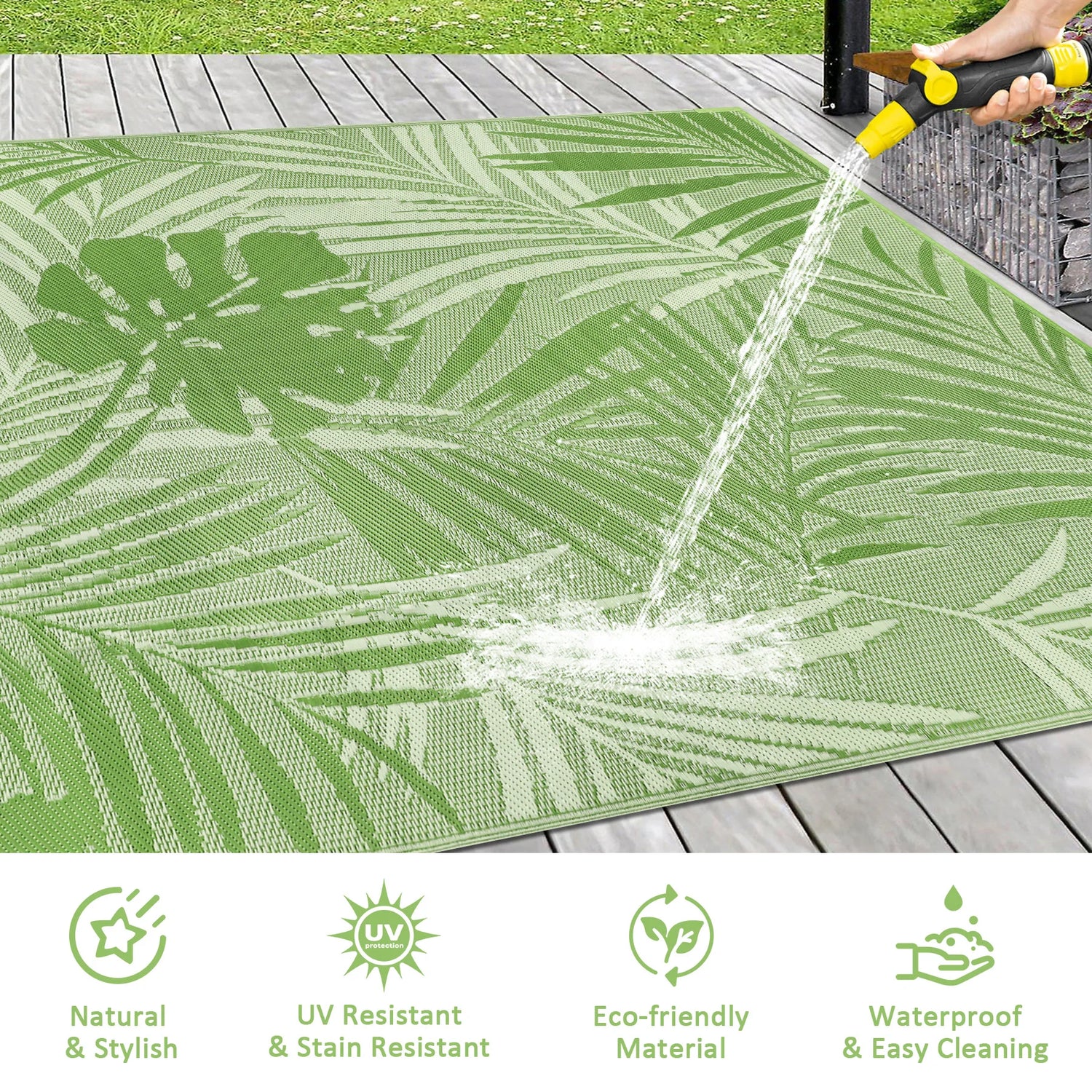 Outdoor Rug Waterproof Recycled Plastic Straw Patio Carpet