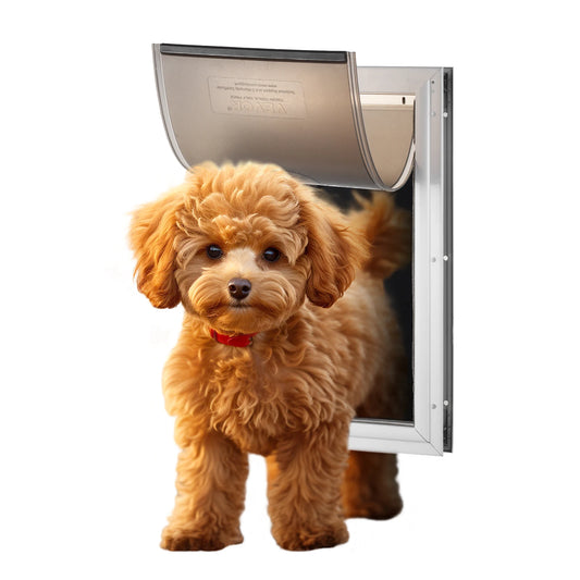 NONEDog Door Aluminum Pet Door With Locking Flap System Weatherproof