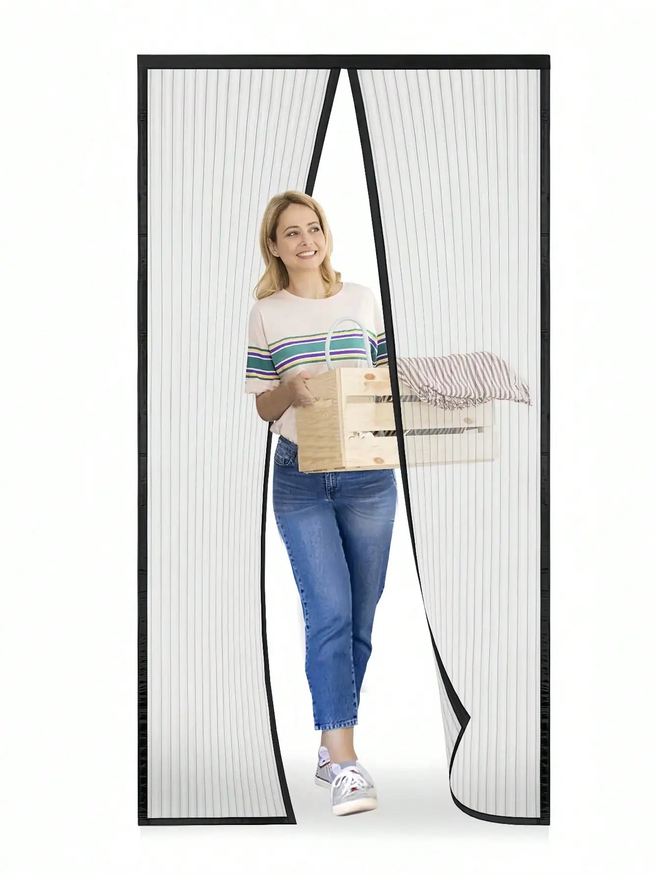Summer Breathable Magnetic Mosquito Screen Door For Balcony Living Room