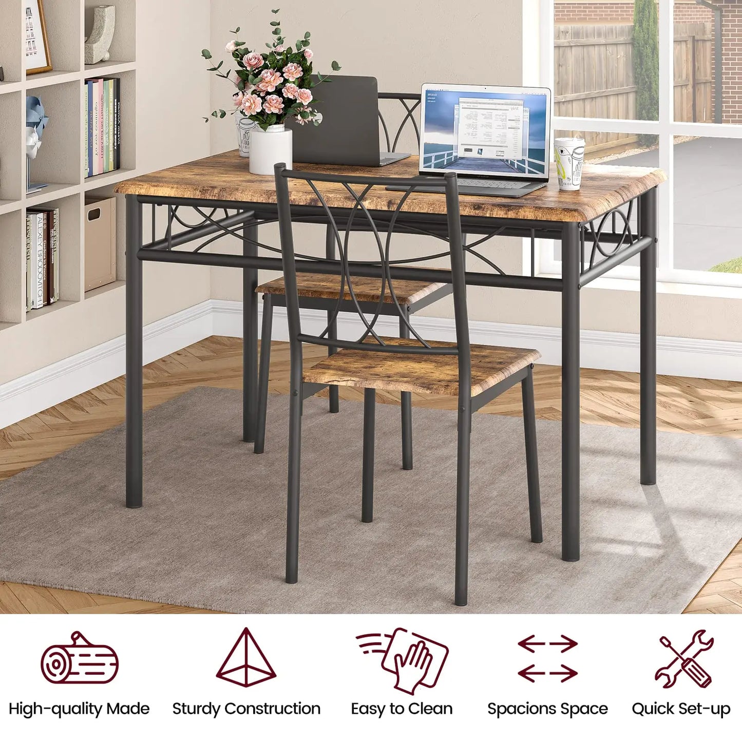 Studyset Dining Table Set For Four With Wood And Metal
