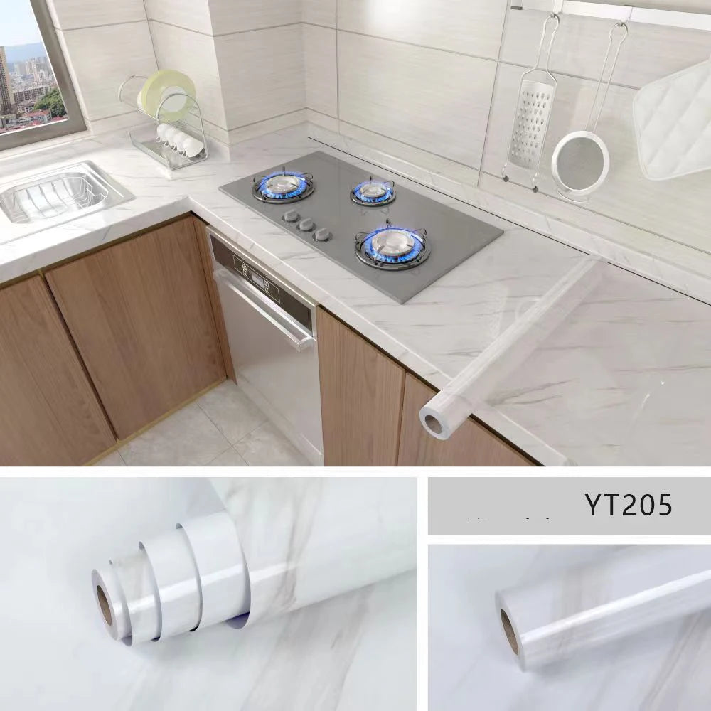 Marble Kitchen Peel and Stick PVC Wallpaper Film Countertops