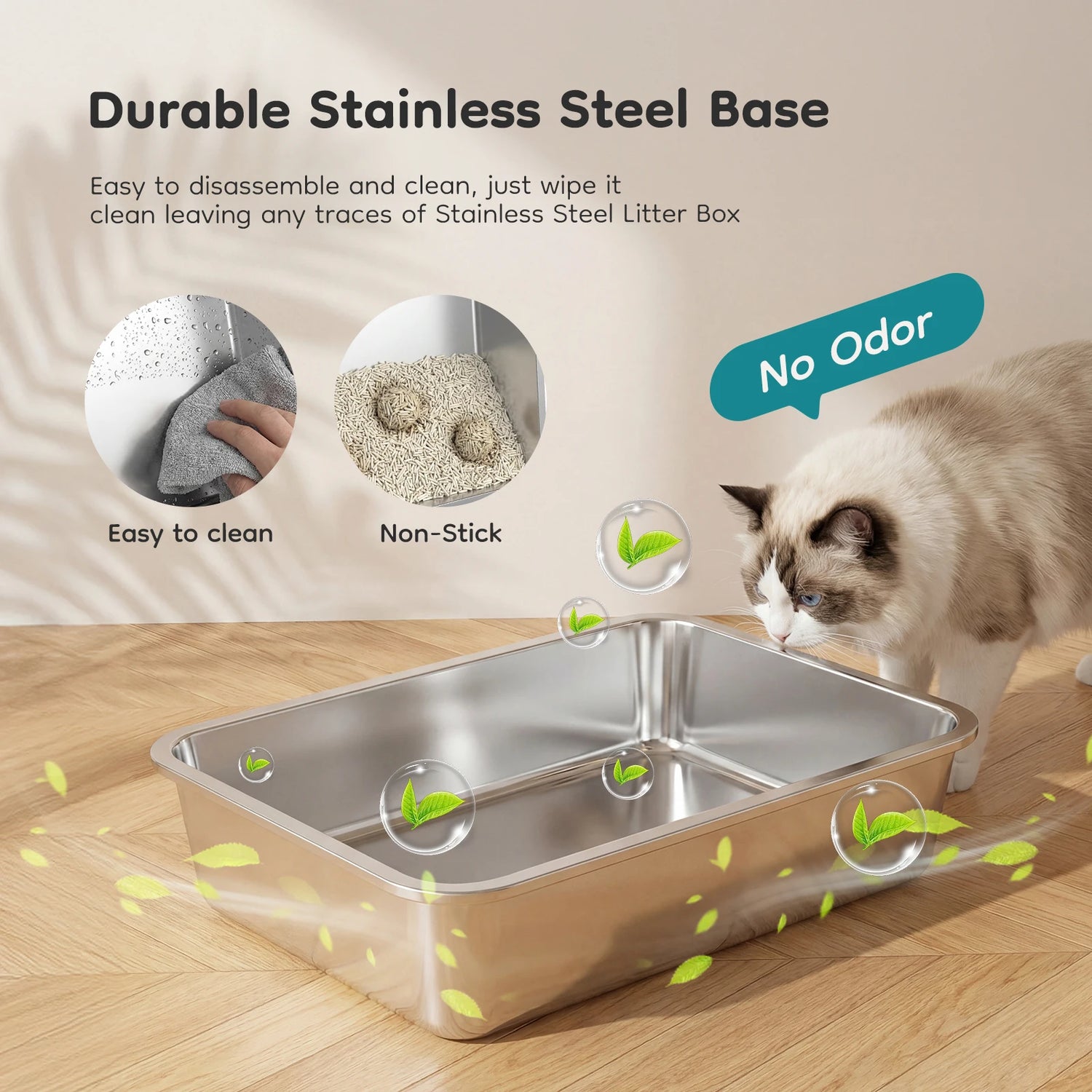 JHK Stainless Steel Cat Litter Box Fully Enclosed For Big Cats