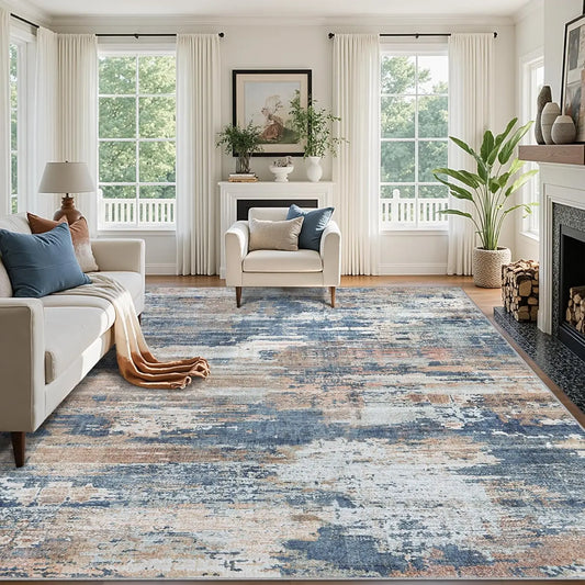 Jute-Backed Non-Slip Area Rug Machine Washable Stain Resistant