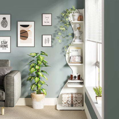 Tribesigns 5-Tier Corner Shelf Wall Bookcase and Plant Stand