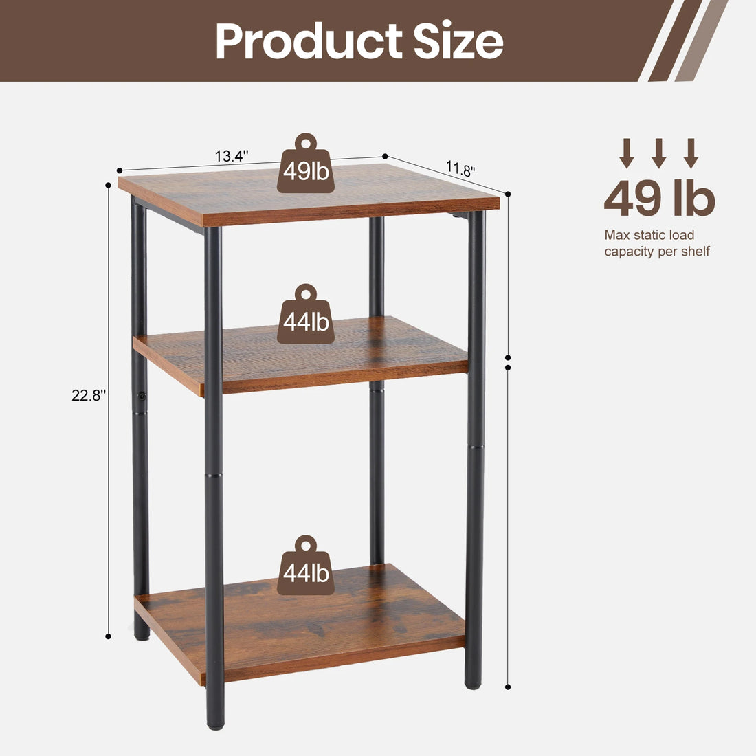 JHK Two Tier End Table With Adjustable Feet Space Saving
