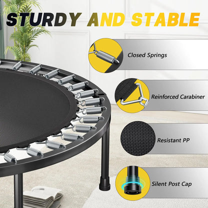Adjustable Foldable Rebounder Trampoline With Handle For Adult Cardio Fitness