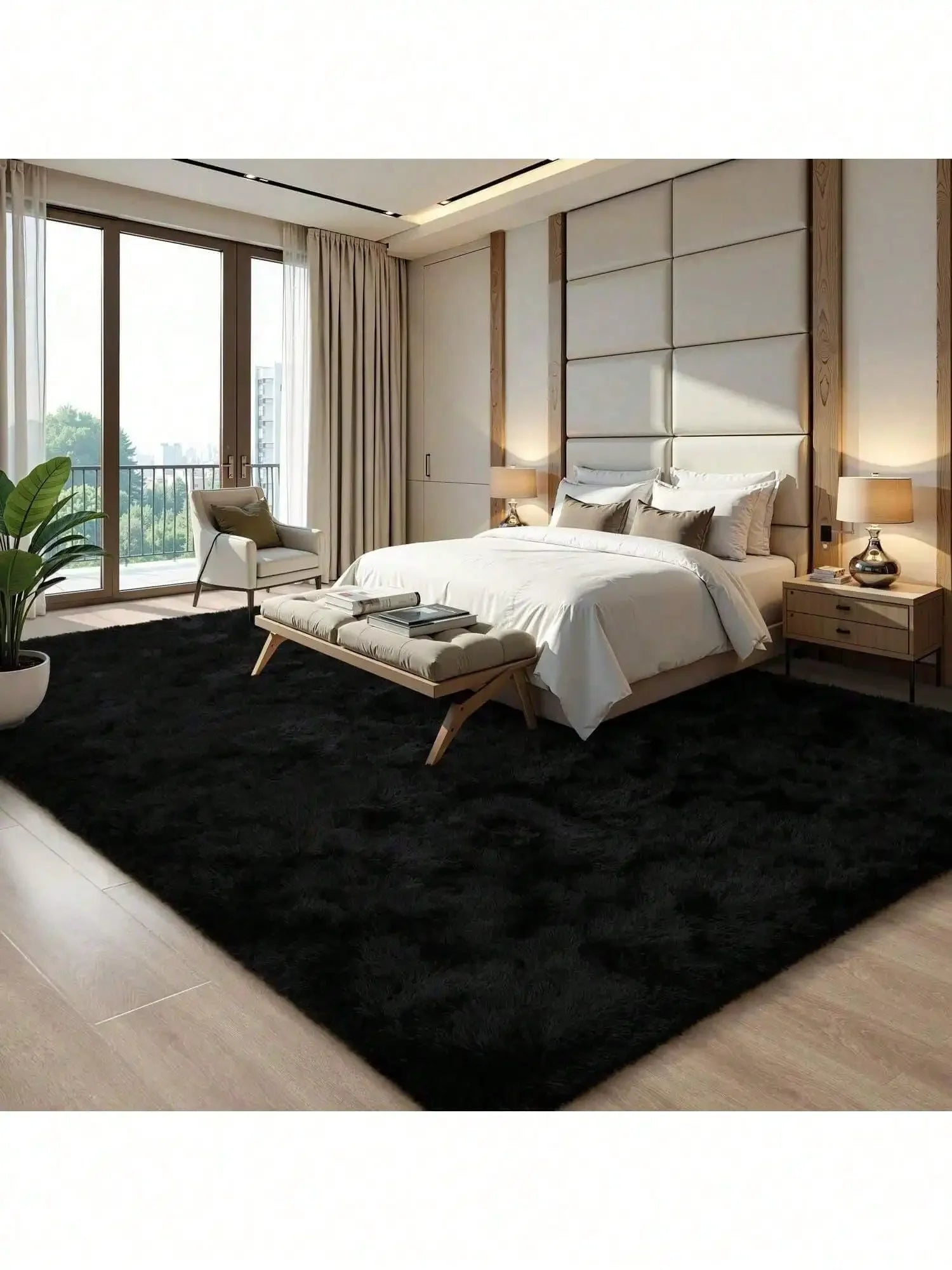 Eluckya Plush Thick Long Pile Carpet Non Slip Area Rug