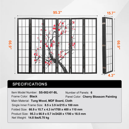 SucceBuy Wood Folding Privacy Screen 3 Panel Room Divider