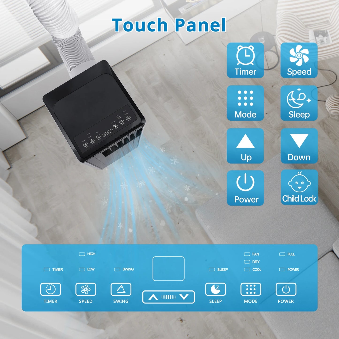 Acekool Portable Air Conditioner With Dehumidifier And Fan