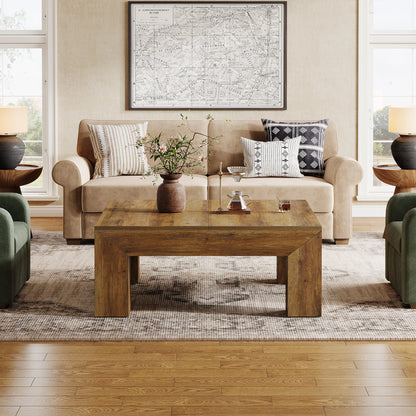 Tribesigns Square Coffee Table Farmhouse Center Table With Wooden Legs