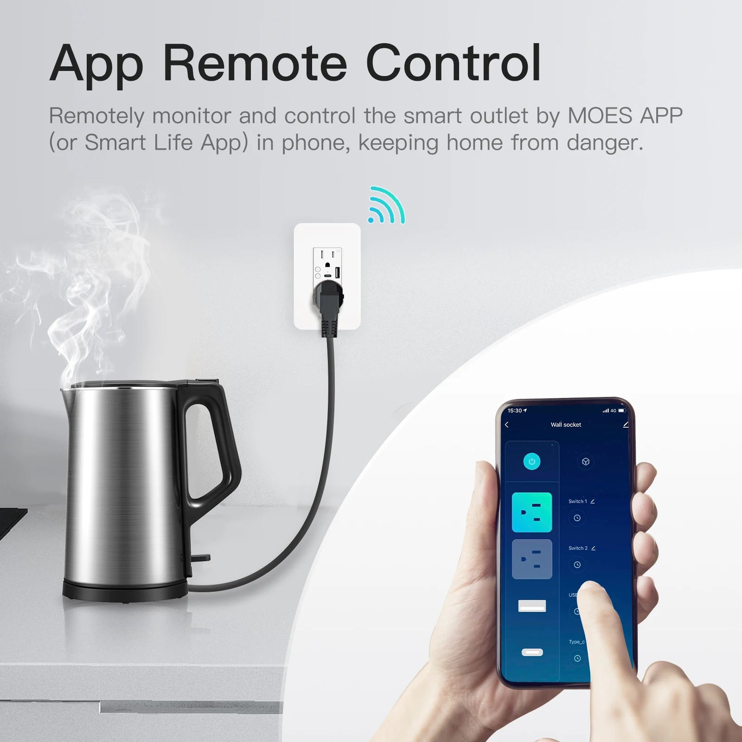MOES WiFi Smart Power Wall Socket Featuring USB Type C