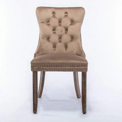 Tufted Velvet Dining Chairs With Solid Wood Legs And Trim